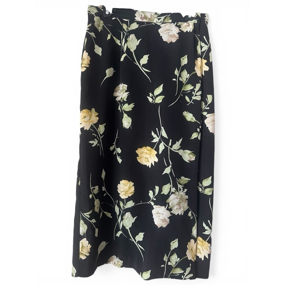Vintage Cottagecore Savion Romantic Floral Midi‎ Skirt Size 12 Dark Academia